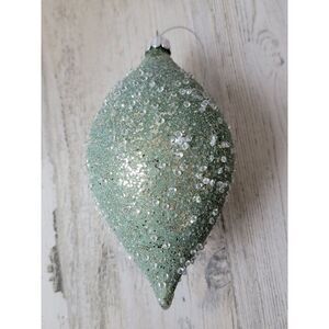 Large light blue glitter abstract ornament Xmas decor